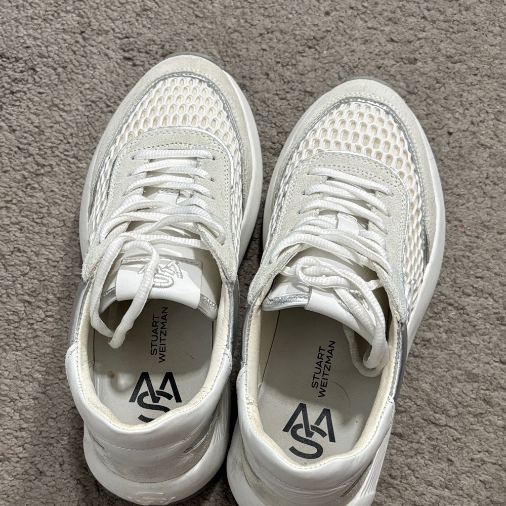 Stuart Weitzman Ivory Mesh Sneakers